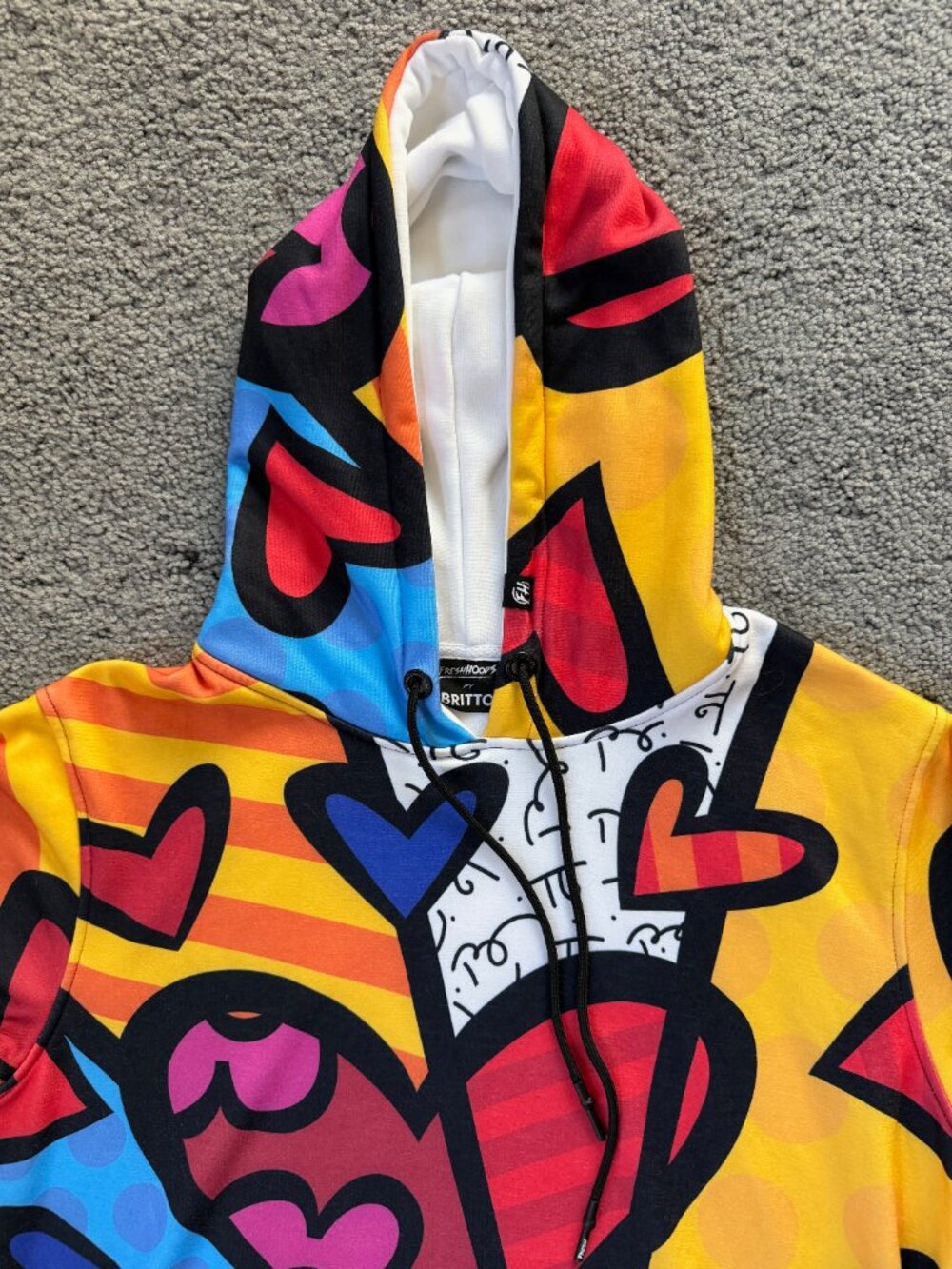 Fresh Hoods x Romero Britto New Day Pop Art Graphic Fleece Hoodie Multicolor - Picture 4 of 13